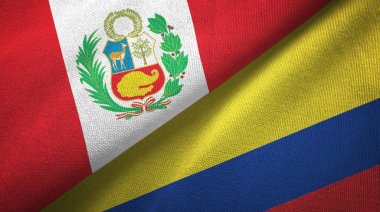 Peru ve Kolombiya iki bayraklar tekstil kumaş, kumaş doku
