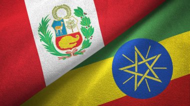 Peru ve Etiyopya iki bayraklar tekstil kumaş, kumaş doku