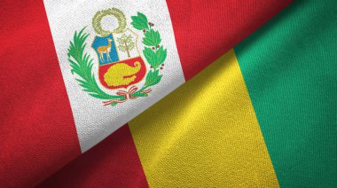 Peru ve Gine iki bayraklar tekstil kumaş, kumaş doku