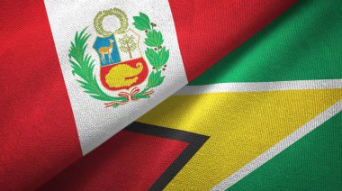 Peru ve Guyana iki bayraklar tekstil kumaş, kumaş doku