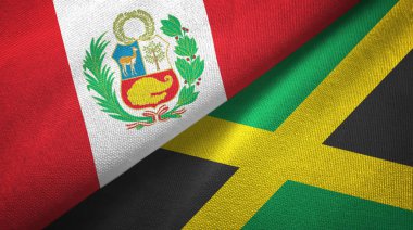 Peru ve Jamaika iki bayraklar tekstil kumaş, kumaş doku