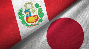 Peru ve Japonya iki bayraklar tekstil kumaş, kumaş doku