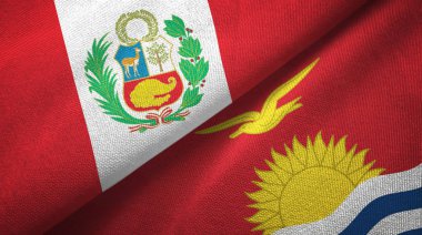 Peru ve Kiribati iki bayraklar tekstil kumaş, kumaş doku