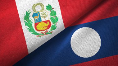 Peru ve Laos iki bayrak tekstil bez.