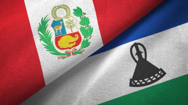 Peru ve Lesotho iki bayraklar tekstil kumaş, kumaş doku