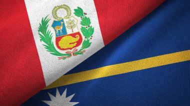 Peru ve Nauru iki bayrak tekstil kumaş, kumaş doku