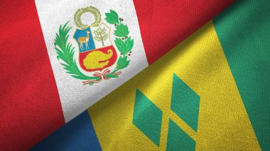 Peru ve Saint Vincent ve Grenadinler iki bayrak tekstil bez