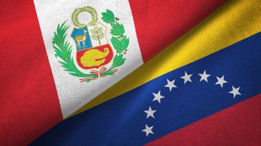 Peru ve Venezuela iki bayraklar tekstil kumaş, kumaş doku