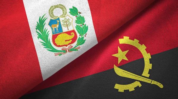Peru and Angola two flags textile cloth, fabric texture — Stock Photo, Image