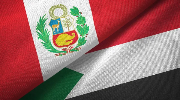 Перу і Судану два прапори текстильної тканини, тканина текстура — стокове фото