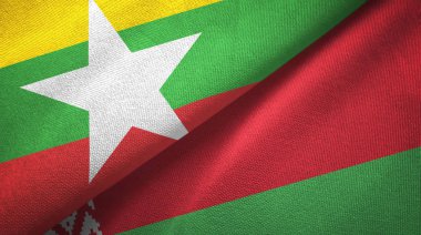 Myanmar ve Beyaz Rusya iki bayraktekstil kumaş, kumaş doku 