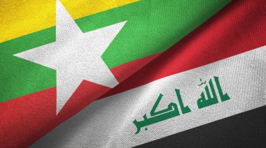 Myanmar ve Irak'ta iki bayrak tekstil bezi