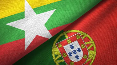 Myanmar ve Portekiz iki bayraktekstil kumaş, kumaş doku