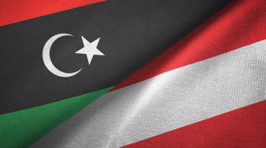 Libya ve Avusturya iki bayrak tekstil kumaş, kumaş doku 