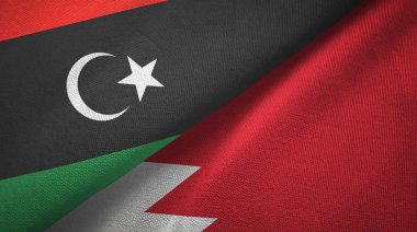 Libya ve Bahreyn iki bayraklar tekstil kumaş, kumaş doku 