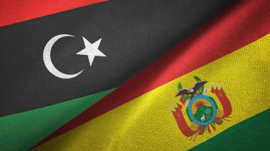 Libya ve Bolivya iki bayrak tekstil kumaş, kumaş doku 