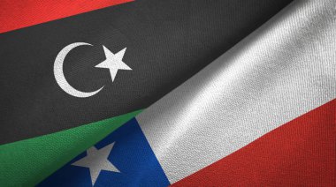 Libya ve Şili iki bayrak tekstil kumaş, kumaş doku