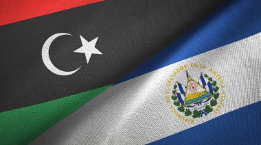 Libya ve El Salvador iki bayraktekstil kumaş, kumaş doku