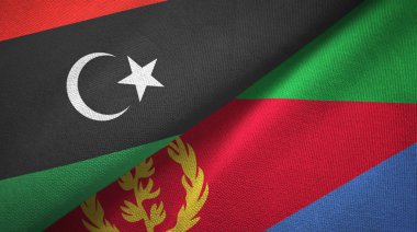 Libya ve Eritre iki bayrak tekstil kumaş, kumaş doku