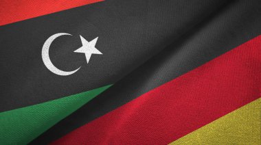 Libya ve Almanya iki bayrak tekstil kumaş, kumaş doku