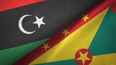 Libya ve Grenada iki bayrak tekstil kumaş, kumaş doku