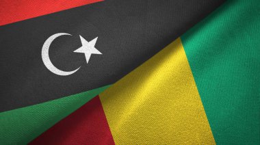 Libya ve Gine iki bayrak tekstil kumaş, kumaş doku