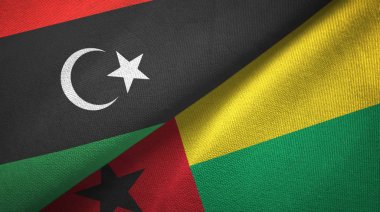 Libya ve Gine-Bissau iki bayrak tekstil kumaş, kumaş doku