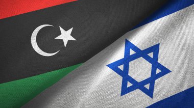 Libya ve İsrail iki bayrak tekstil kumaş, kumaş doku