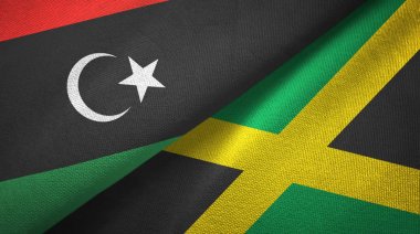 Libya ve Jamaika iki bayraktekstil kumaş, kumaş doku