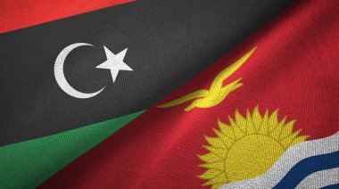 Libya ve Kiribati iki bayrak tekstil kumaş, kumaş doku