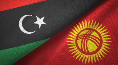Libya ve Kırgızistan iki bayrak tekstil kumaş, kumaş doku