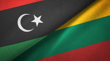 Libya ve Litvanya iki bayrak tekstil kumaş, kumaş doku