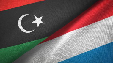 Libya ve Lüksemburg iki bayrak tekstil kumaş, kumaş doku