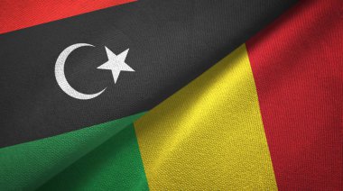 Libya ve Mali iki bayrak tekstil kumaş, kumaş doku