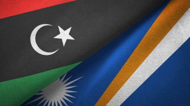 Libya ve Marshall Adaları iki bayraktekstil kumaş, kumaş doku