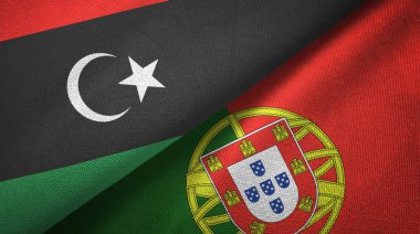 Libya ve Portekiz iki bayraktekstil kumaş, kumaş doku