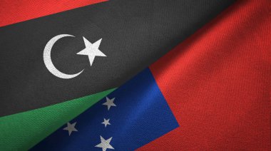 Libya ve Samoa iki bayrak tekstil kumaş, kumaş doku