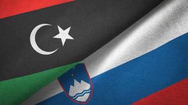 Libya ve Slovenya iki bayraktekstil kumaş, kumaş doku