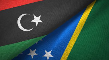 Libya ve Solomon Adaları iki bayrak tekstil kumaş, kumaş doku