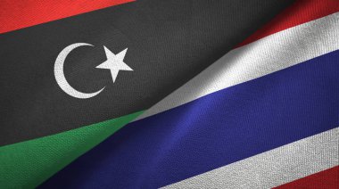 Libya ve Tayland iki bayrak tekstil kumaş, kumaş doku