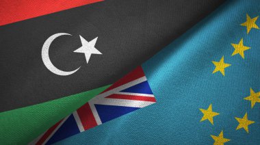 Libya ve Tuvalu iki bayrak tekstil kumaş, kumaş doku