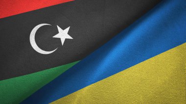 Libya ve Ukrayna iki bayraktekstil kumaş, kumaş doku