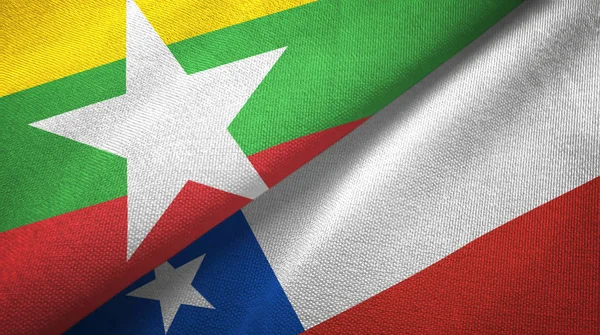 Myanmar and Chile two flags textile cloth, fabric texture