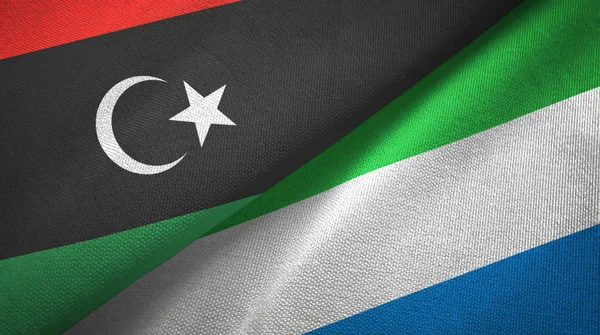 リビアとシエラレオネ2フラグ織物布、生地の質感 — ストック写真