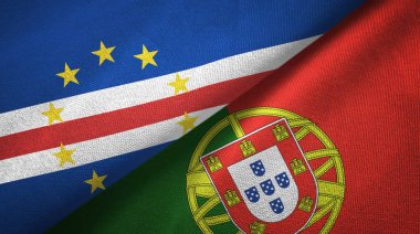 Cabo Verde ve Portekiz iki bayraklar tekstil kumaş, kumaş doku