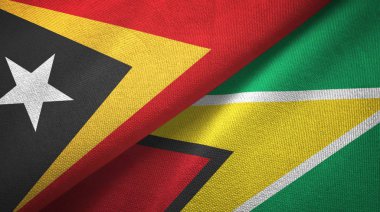 Doğu Timor ve Guyana iki bayrak tekstil kumaş, kumaş doku