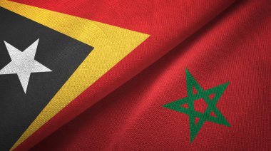 Doğu Timor ve Fas iki bayraklar tekstil kumaş, kumaş doku