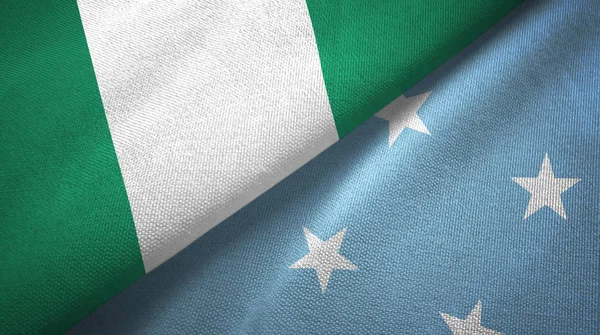 ナイジェリアとミクロネシアの2つの旗織物布、生地の質感 — ストック写真