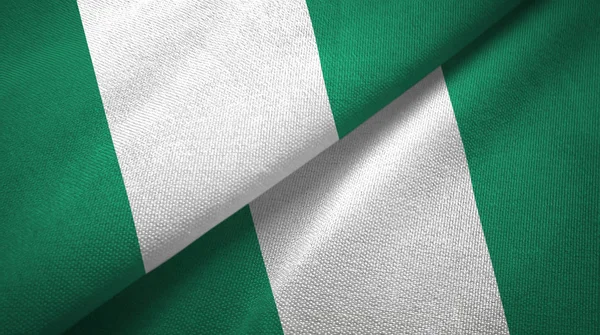Nigeria two flags textile cloth, fabric texture — Stock Photo, Image