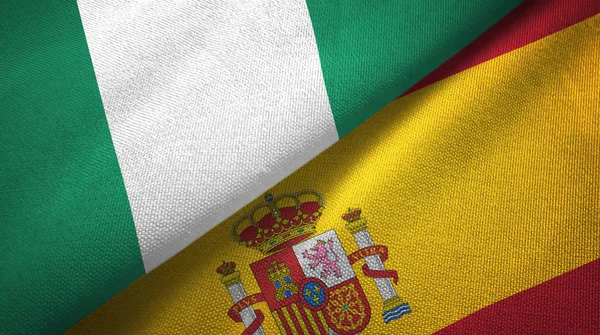 Nijerya ve İspanya iki bayraklar tekstil kumaş, kumaş doku